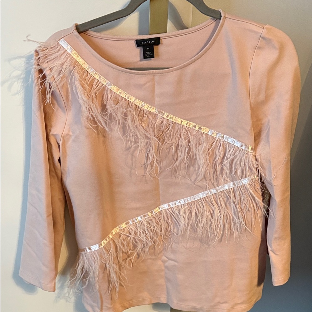 Sandro Light Pink Feather Detail Blouse